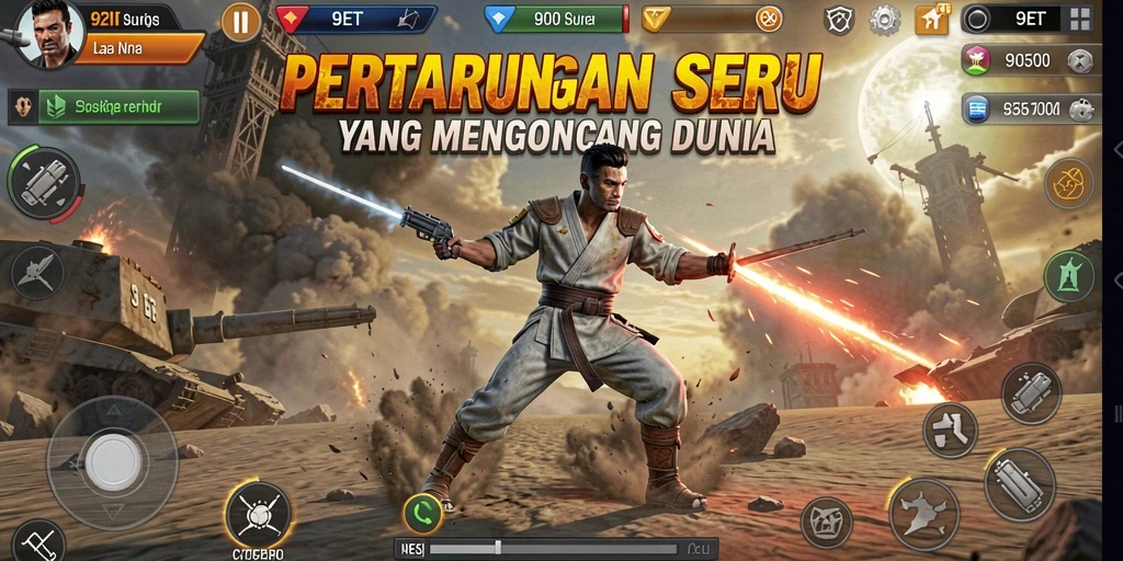 Tampilan menarik dari gameplay bertarung di 9ET.