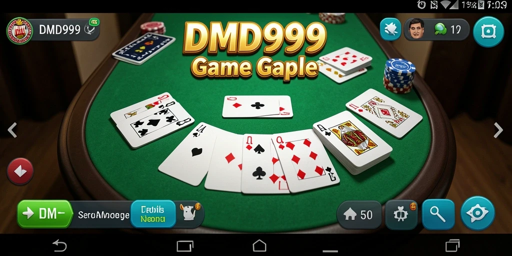 Tampilan gameplay DMD999 yang menarik dan interaktif saat bermain Gaple.