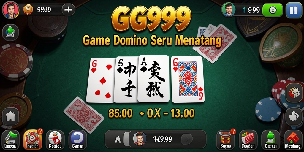 Screenshot gameplay GG999 menampilkan aksi seru permainan Domino.