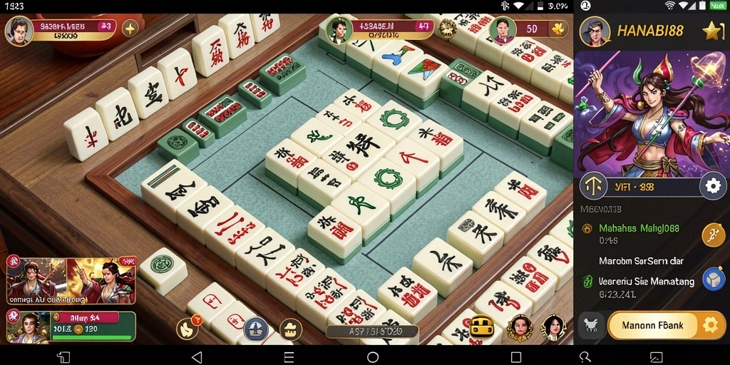 Tampilan permainan Mahjong yang seru dan menantang di HANABI88.