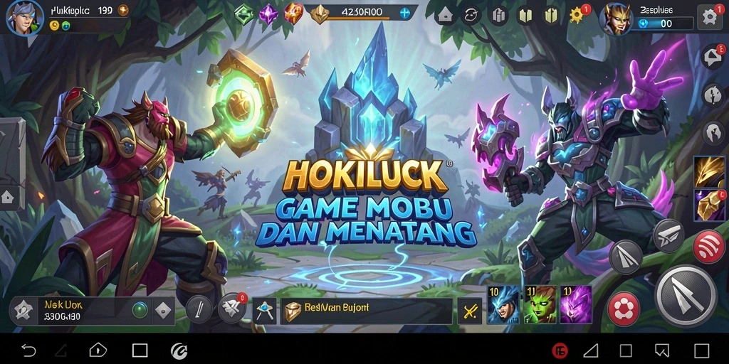 Tampilan gameplay HOKILUCK dengan aksi seru di arena pertempuran.