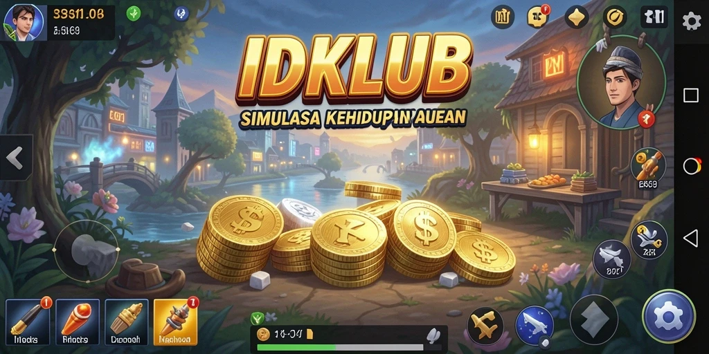 Tampilan gameplay IDKLUB, menampilkan kehidupan virtual yang menarik.