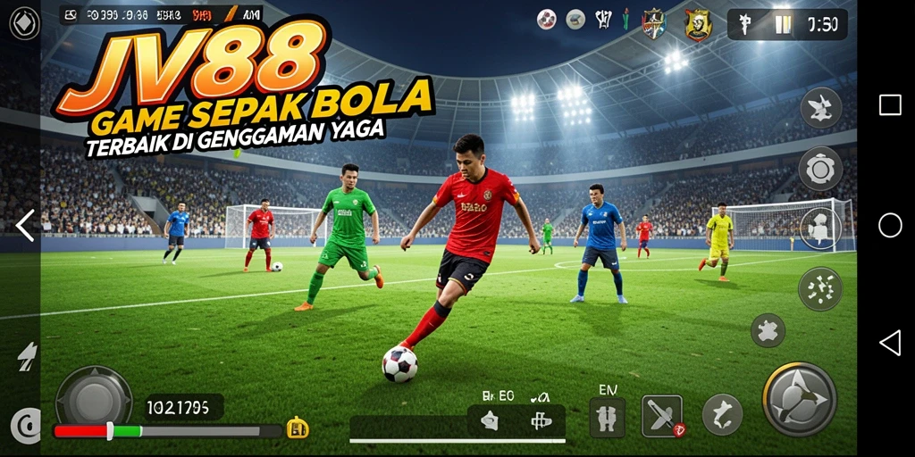 Screenshot JV88 menampilkan aksi seru di lapangan sepak bola.