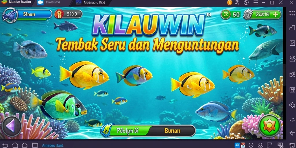 Screenshot KILAUWIN menampilkan gameplay seru saat menangkap ikan.