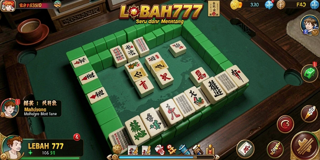 Tampilan gameplay menarik dari LEBAH777 dengan ubin Mahjong.