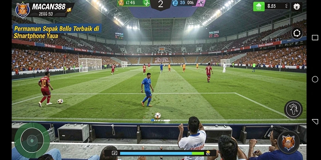 Tampilan gameplay menarik dari permainan sepak bola di MACAN388.