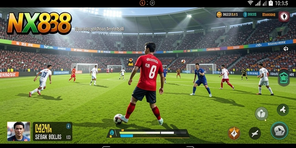 Tampilan gameplay NX888 yang mendebarkan dalam pertandingan sepak bola.
