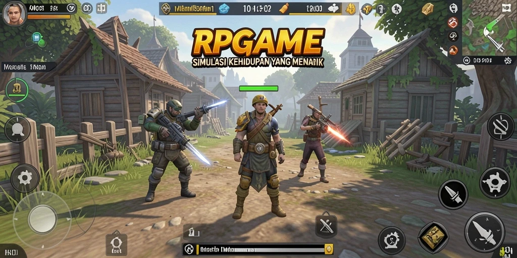 Menampilkan pemain berinteraksi dan menjelajahi dunia RPGAME.