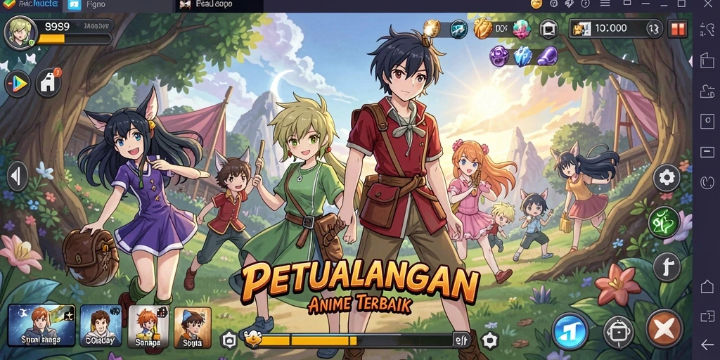 Screenshot utama S9S9 menampilkan karakter anime dalam pertempuran epik.