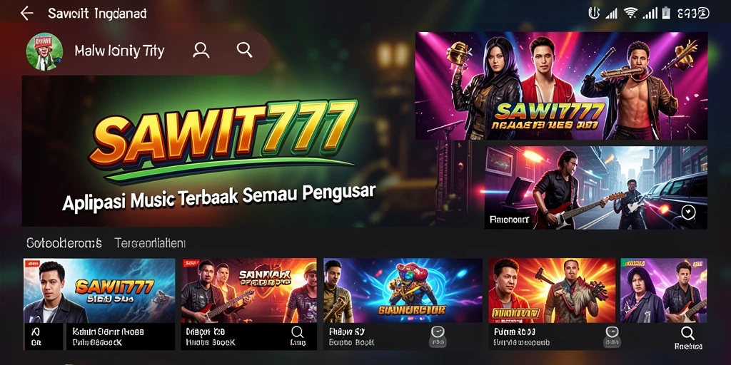 Screenshot SAWIT777 menampilkan antarmuka aplikasi musik yang menarik.
