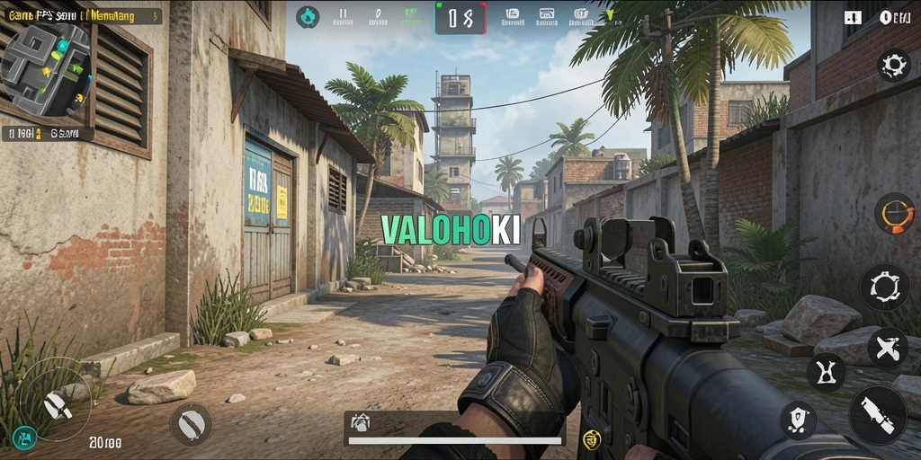Tangkapan layar VALOHOKI menampilkan aksi pertempuran FPS yang mendebarkan.