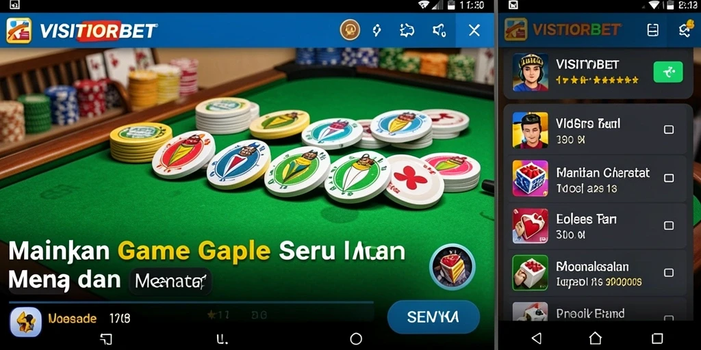 Tampilan gameplay Gaple yang menarik dan kompetitif di VISITORBET.